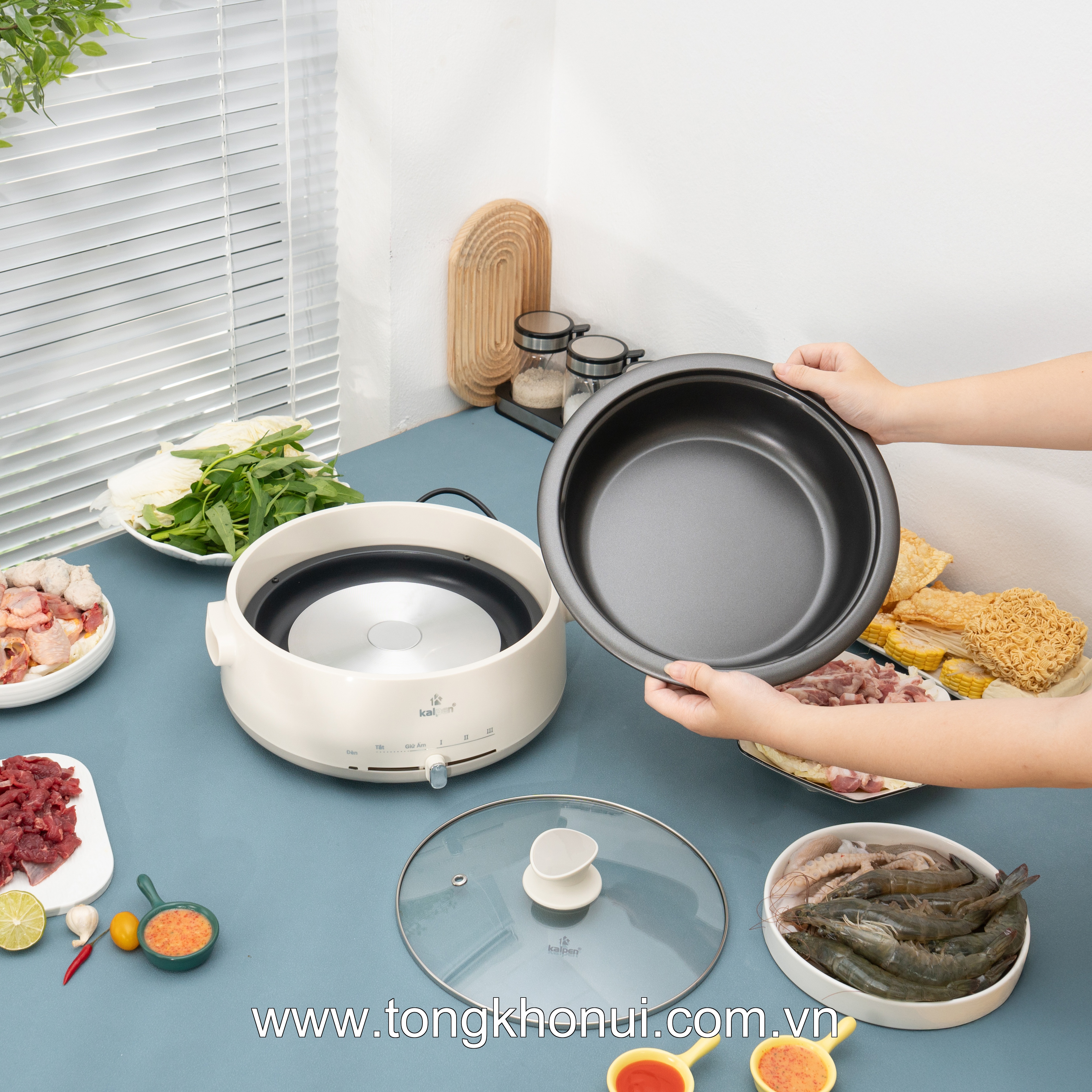 Nồi lẩu điện Kalpen 4L khay lẩu tháo rời, 1660W, P11 ảnh 6
